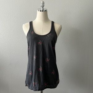 American Eagle Outfitters Burnout Floral Lace Gray Tank Top Size Small